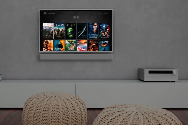 Living room TV and soundbar managed by a Control4 system