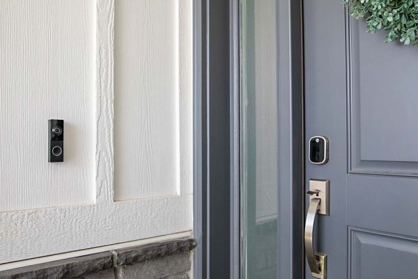 Front door with Control4 Chime video doorbell and smart lock