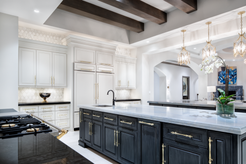 a brightly lit kitchen illuminated by Lutron lights