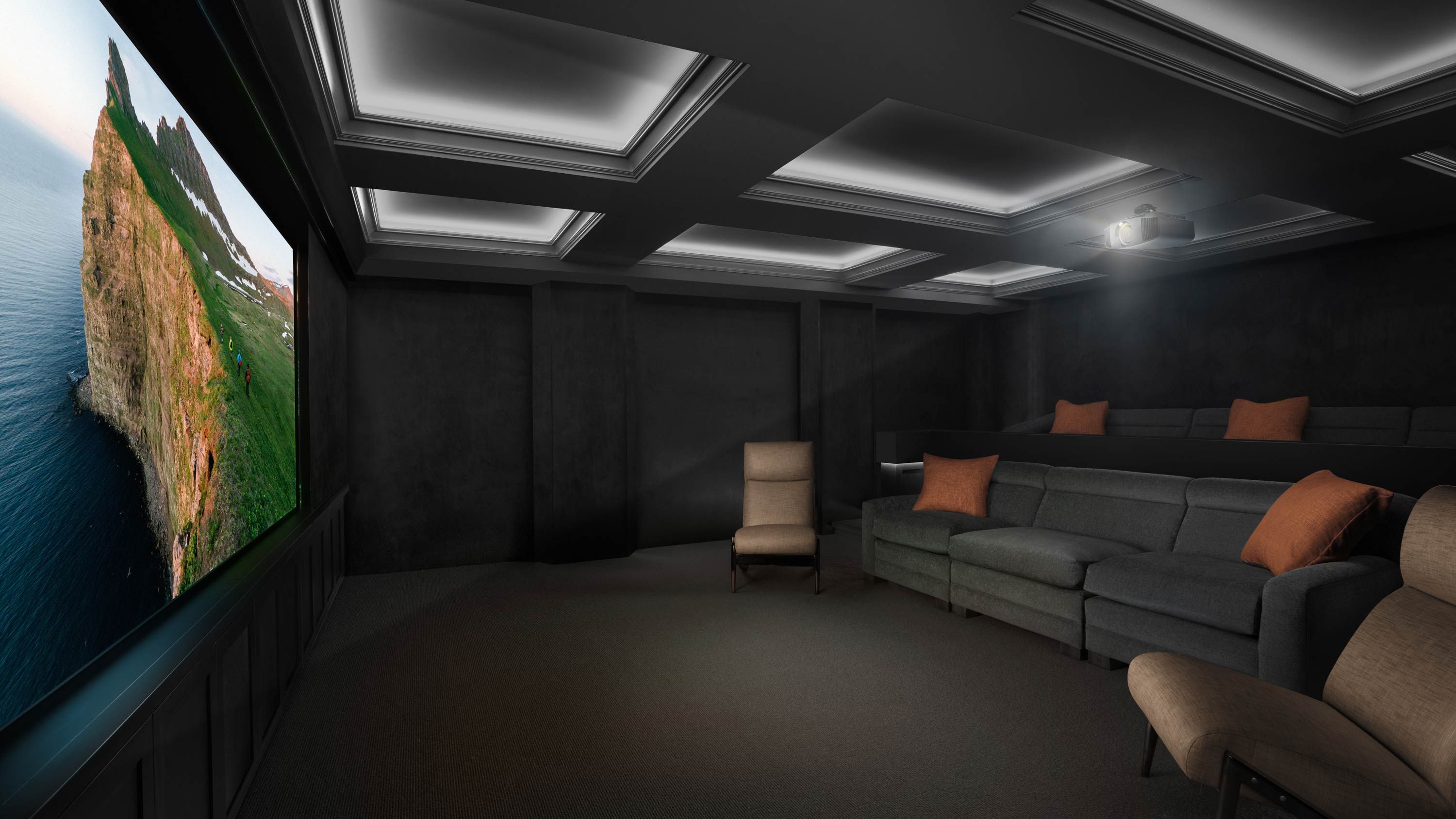 Sony Home theater with LED Lighting in the ceiling