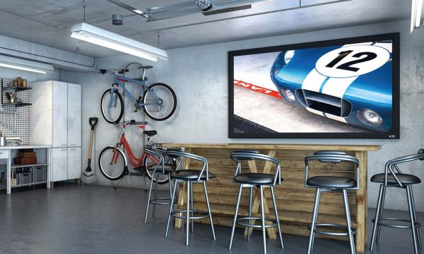 screen innovations garage with modern design and tv