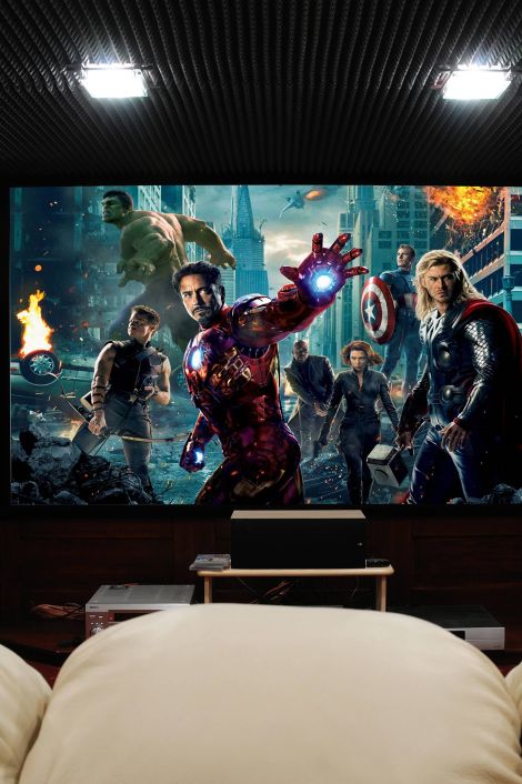 avengers splash screen on a home theater