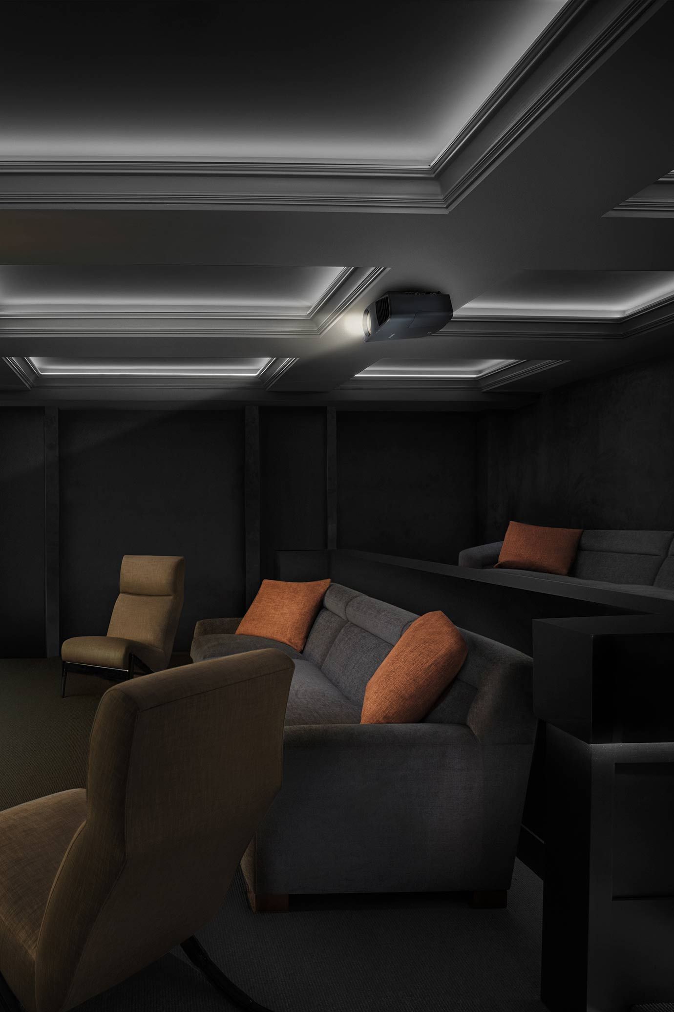 led lighting in the ceiling of sony home theater
