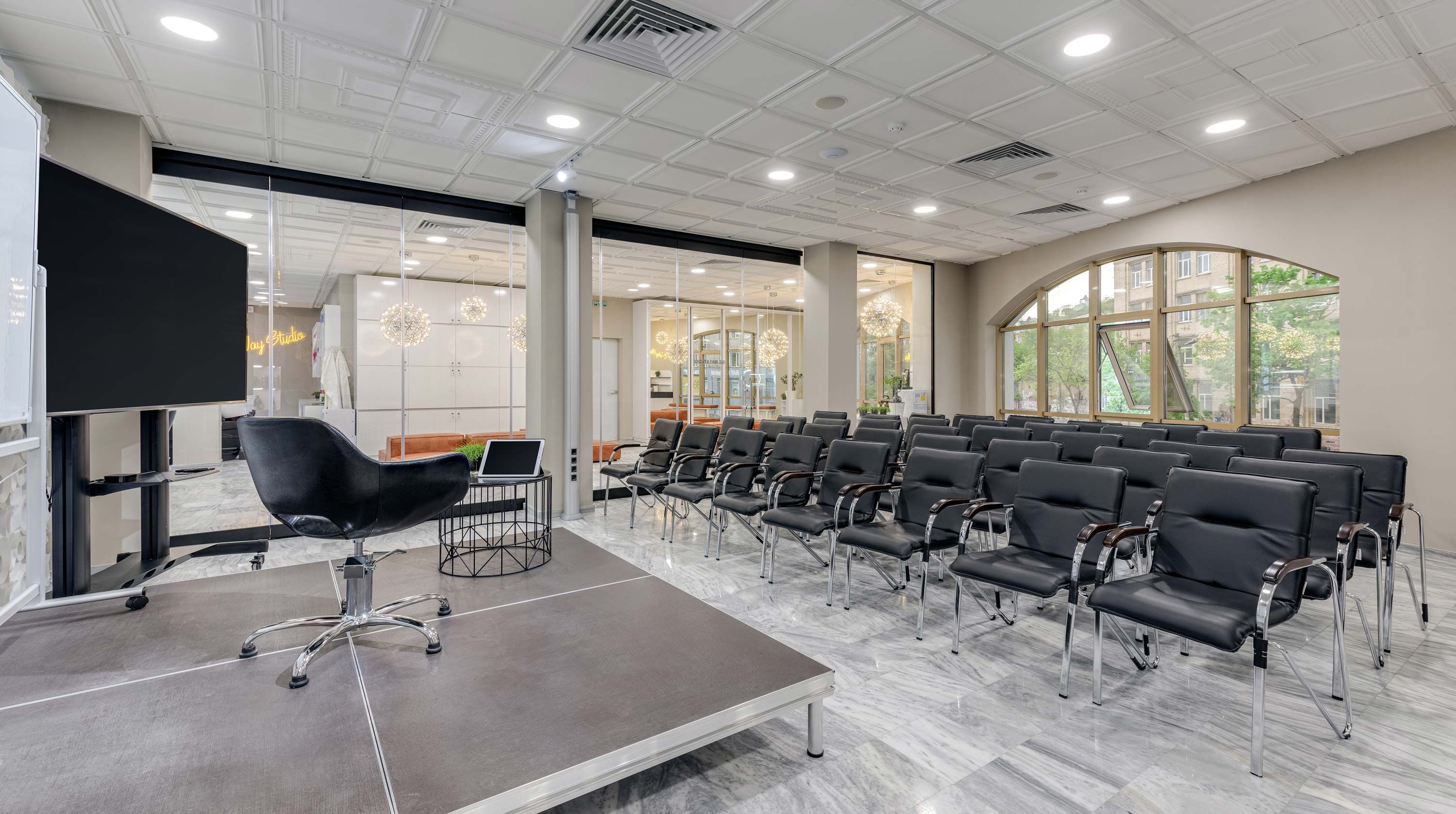 training room with HVAC and lighting