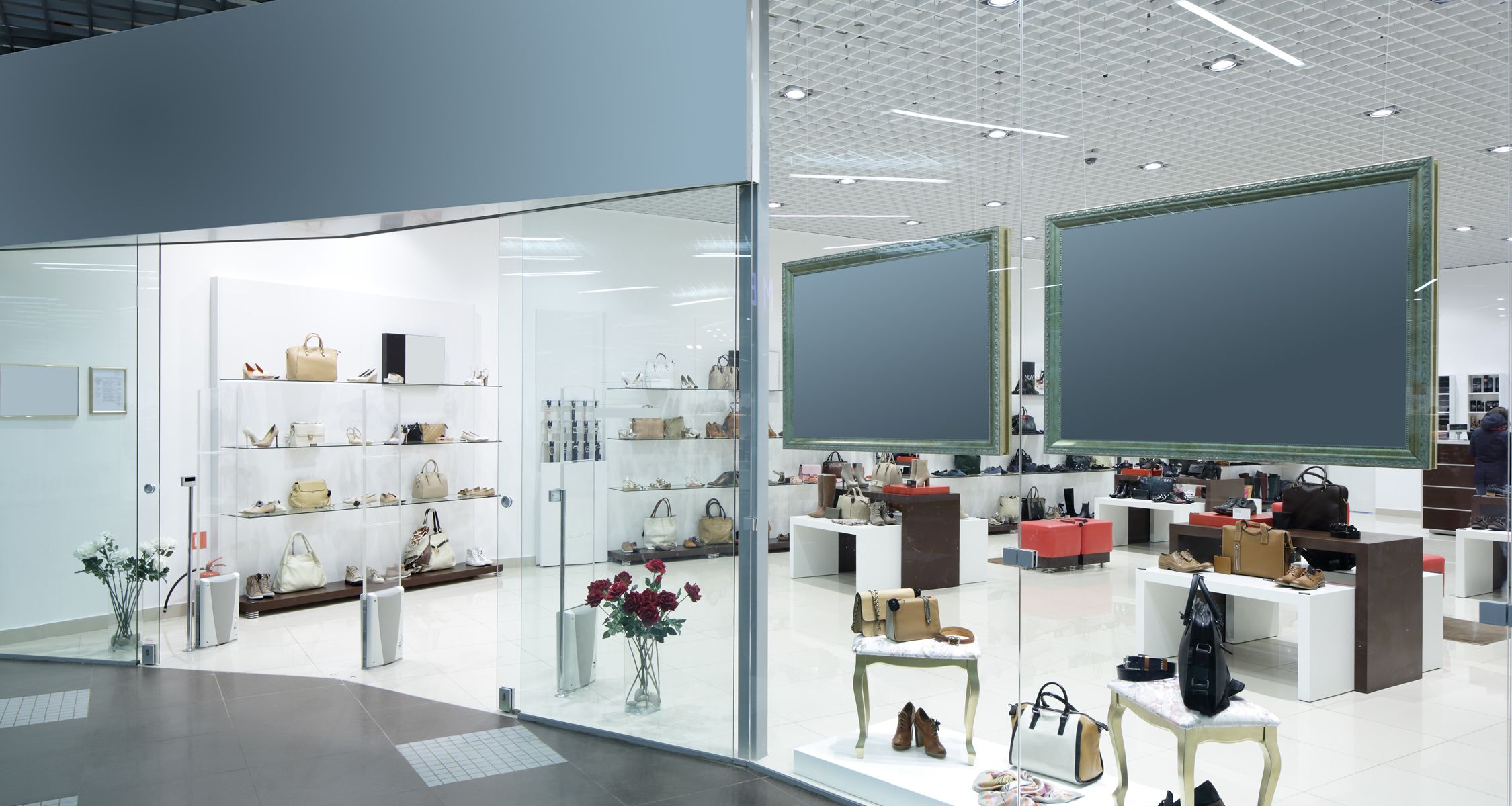 retail space with white and lighting